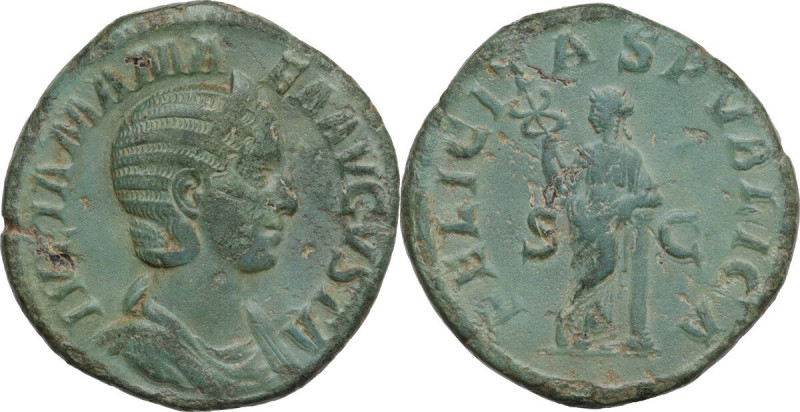 Julia Mamaea, mother of Severus Alexander (died 235 AD). AE Sestertius, 222-235....