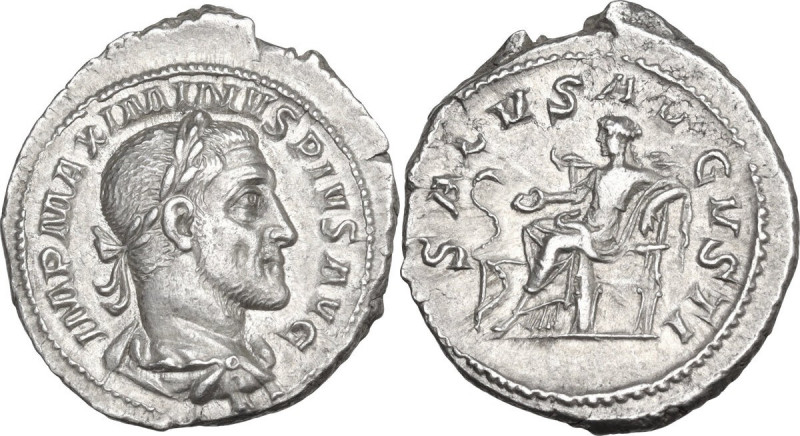 Maximinus I (235-238). AR Denarius, 235-236 AD. Obv. Laureate, draped and cuiras...