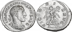 Maximinus I (235-238). AR Denarius, 235-236. Obv. Laureate, draped and cuirassed bust right. Rev. Victory advancing right, holding palm and wreath. RI...