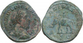 Philip I (244-249). AE Sestertius. Ludi Saeculares (Secular Games) issue, commemorating the 1000th anniversary of Rome, 249 AD. Obv. IMP M IVL PHILIPP...