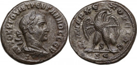 Trebonianus Gallus (251-253). BI Tetradrachm. Antioch mint (Seleukis and Pieria), 251 AD. Obv. Laureate, draped and cuirassed bust right, seen from be...
