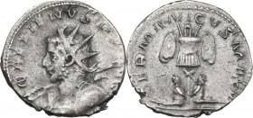 Gallienus (253-268). AR Antoninianus. Colonia Agrippinensis (Cologne) mint. 1st emission, AD 257-258. Obv. Radiate bust left. Rev. Trophy; bound capti...