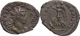 Gallienus (253-268). AE Antoninianus, Lugdunum mint, 258-259. Obv. Radiate, draped and cuirassed bust right. Rev. Victory advancing left, holding wrea...