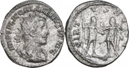 Gallienus (253-268). AR Antoninianus, Asian mint, 253-254. Obv. Radiate, draped and cuirassed bust right. Rev. Gallienus and Valerian standing facing ...