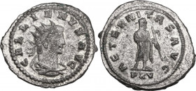 Gallienus (253-268). AR Antoninianus, Asia mint, 258-259. Obv. Radiate and draped bust right. Rev. Saturn standing right, holding scepter. RIC V 606. ...
