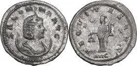 Salonina, wife of Gallienus (died 268 AD). BI Antoninianus, Antioch mint. Obv. SALONINA AVG. Diademed and draped bust right, set on crescent. Rev. AEQ...