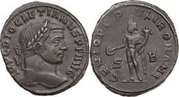 Diocletian (284-305). AE Follis, Siscia mint, 294 AD. Obv. Laureate head right. Rev. Genius standing left, wearing modius on head and chlamys over lef...