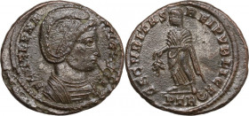 Helena, mother of Constantine I (Augusta 324-330). AE 19 mm, 326 AD, Trier mint. Obv. Bust right, draped. Rev. Securitas standing left, holding branch...