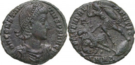 Constantius II (337-361). AE 23 mm. Heraclea mint. Obv. DN CONSTANTIVS PF AVG. Pearl-diademed, draped and cuirassed bust right. Rev. FEL TEMP REPARATI...
