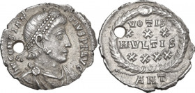 Constantius II (337-361). AR Siliqua, Antioch mint, 347-355 AD. Obv. DN CONSTAN-TIVS PF AVG. Pearl-diademed, draped and cuirassed bust right. Rev. VOT...