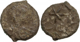 The Vandals, Pseudo Imperial coinage. AE Nummus. Struck circa 440-490. Obv. Diademed, draped, and cuirassed bust right. Rev. Star within wreath. MEC 1...