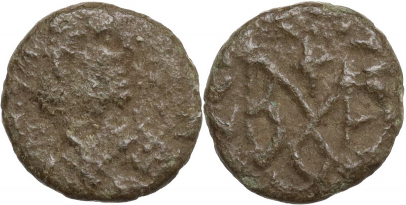 Ostrogothic Italy, Baduila (541-552). AE Nummus (or 2 1/2 Nummi). Pseudo-Imperia...