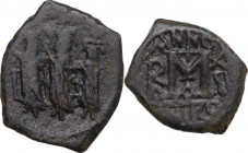Heraclius, with Heraclius Constantine and Martina (610-641). AE Follis, Nicomedia mint. Obv. Heraclius, in centre, flanked by Martina, on left and Her...
