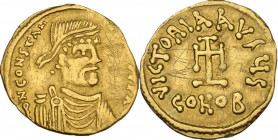 Constantine IV, Pogonatus (668-685). AV Tremissis, Constantinople mint. Obv. DN CONSTAN ] Diademed, draped and cuirassed bust right. Rev. VICTORIA AVG...