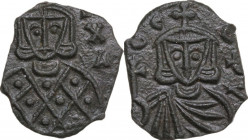 Michael I, Rhangabe (811-813). AE Follis, Syracuse mint. Obv. Crowned and bearded facing bust of Michael, wearing loros, holding cross potent (off fla...
