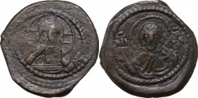 Time of Romanus IV (1068-1071). AE Follis, Constantinople mint. Obv. Bust of Christ facing. Rev. Bust of the Virgin Mary facing, orans. D.O. class G, ...