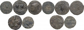 Artuqids of Mardin. Lot of five (5) unclassified AE dirhams, different types. AE. About VF.