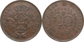 Azores. Portuguese Administration. Luiz I (1861-1889). AE 20 Reis, 1866. KM 15. AE. 11.84 g. 35.00 mm. Good VF.