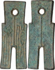 China. Wang Mang (7-23 AD). 貨布 Huo Bu. AE. 58 x 23 mm. Wonderful green patina. Good VF.