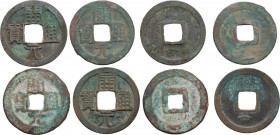 China. Tang Dynasty (618-900 AD). Lot of four (4) Kai Yuan. H. 14.1-13.