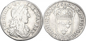 France. Louis XIV (1643-1715). 5 sols o 1/12 d'ecu, 1659 A (Paris). Camm. F11. AR. 2.22 g. 20.50 mm. About VF.