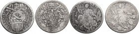 Italy. Clemens XIV (1769-1774) and Pius VI (1775-1799). Lot of two (2) AR Quinto di Scudo, 1771 and 1775, Roma mint. Berm. 2933; Berm. 2964. AR.