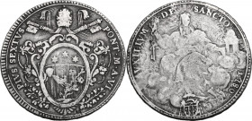 Italy. Pius VI (1775-1799), Giovanni Angelo Braschi. AR Scudo, 1780, Roma mint. KM 1216.1; Dav. 1471. AR. 25.91 g. 41.00 mm. About VF.