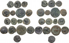 Greek World. Hispania. Multiple lot of sixteen (16) unclassified coins to be sorted. Different types and denominations, mostly from Castulo. AE. 3.70 ...