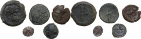 Greek Sicily. Multiple lot of six (6) unclassified coins of Sicily; including 5 AE denominations. VF:AboutVF:F.