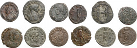 The Roman Empire. Multiple lot of six (6) coins: Antoniniani of Salonina and Aurelian; AE of Licinius, Crispus, Constantius II and Gratian. BI/AE.