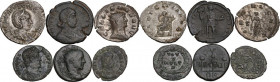 The Roman Empire. Multiple lot of six (6) unclassified BI/AE coins.