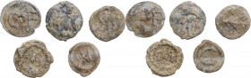 Leads from Ancient World. Multiple lot of five (5) unclassified PB Tesserae. Roman period. PB.