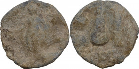 Leads from Ancient World. PB Tessera, c. 1st century AD. Obv. Naked figure standing left. Rev. Uncertain. PB. 6.06 g. 23.00 mm. About VF/VF.