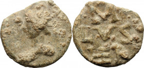 Leads from Ancient World. PB Tessera, c. 1st century AD. Obv. Bust left. Rev. M / LVS / IEI. PB. 5.19 g. 20.00 mm. VF.