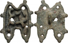 Bronze stamp (or padlock ?). Roman period, 1st-3rd century AD. 43 mm.