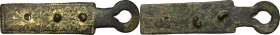 Gilt bronze clasp from a breviary. Medieval, 10th-13th century AD. 6.7 cm x 1.7 cm.