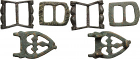 Lot of 3 bronze bukles. Europe, middle ages. 3.8 cm, 2.9 cm, 2.6 cm.