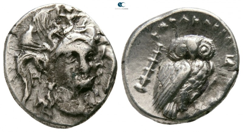 Lucania. Herakleia circa 281-278 BC. 
Drachm AR

15mm., 3,67g.

Head of Ath...