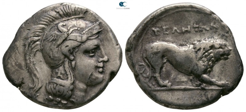 Lucania. Velia circa 400-350 BC. 
Didrachm AR

21mm., 7,26g.

Head of Athen...
