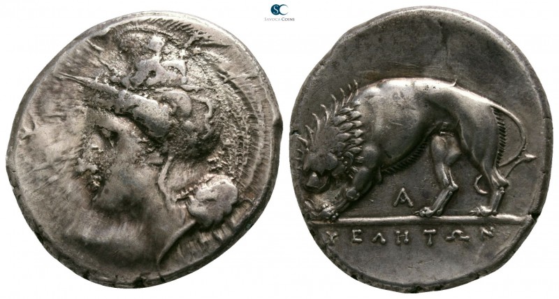 Lucania. Velia circa 350-310 BC. 
Didrachm AR

20mm., 7,44g.

Head of Athen...
