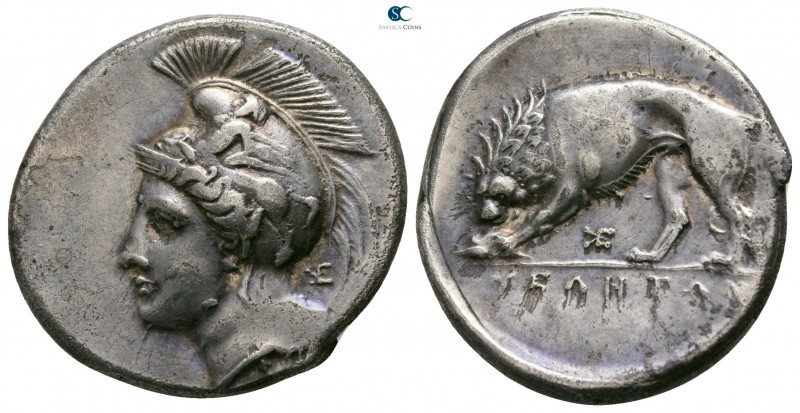 Lucania. Velia circa 334-300 BC. 
Didrachm AR

21mm., 7,30g.

Head of Athen...