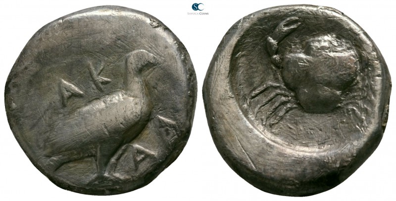 Sicily. Akragas circa 480-470 BC. 
Didrachm AR

17mm., 8,15g.

AK-RA (R ret...