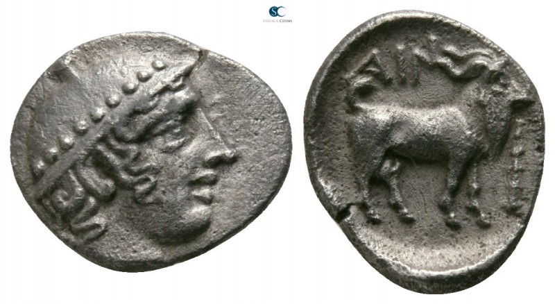 Thrace. Ainos circa 429-427 BC. 
Diobol AR

11mm., 1,22g.

Head of Hermes r...