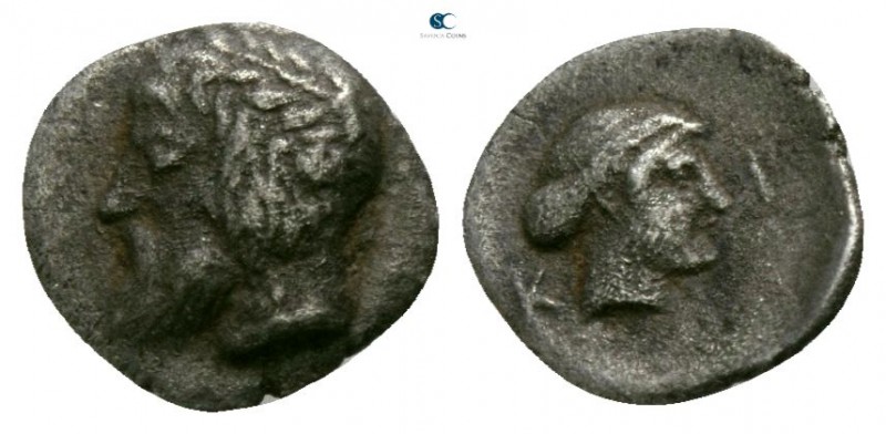 Thessaly. Kierion circa 400-360 BC. 
Hemiobol AR

6mm., 0,32g.

Laureate he...