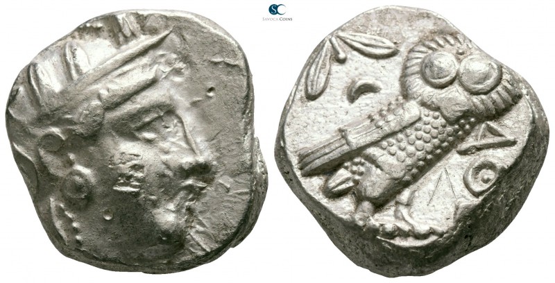 Attica. Athens circa 393-294 BC. 
Tetradrachm AR

21mm., 17,21g.

Head of A...