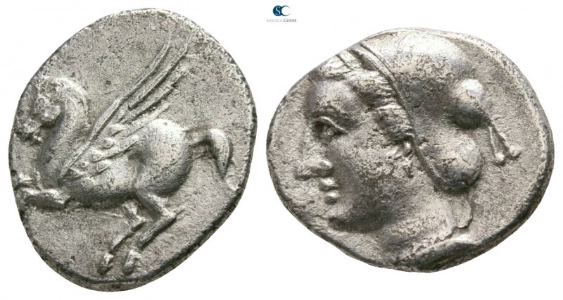 Corinthia. Corinth circa 350-300 BC. 
Drachm AR

14mm., 2,38g.

Pegasos fly...