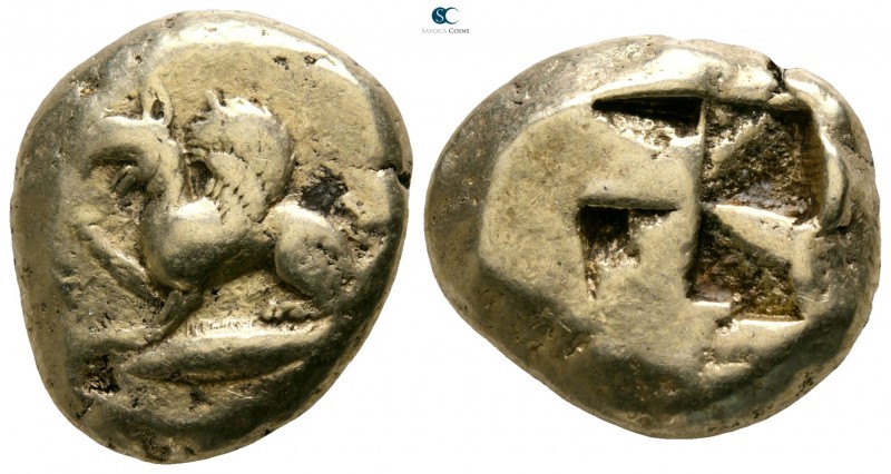 Mysia. Kyzikos circa 550-450 BC. 
Stater EL

20mm., 16,05g.

Griffin seated...
