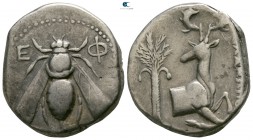 Ionia. Ephesos . ΜΕΛΑΝΩΠΟΣ (Melanopos), magistrate circa 390-325 BC. Tetradrachm AR