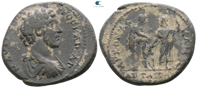 Mysia. Attaia. Marcus Aurelius AD 161-180. ΑΣΚΛΗ- (Askle-), Archon
Bronze Æ

...