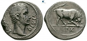 Augustus 27 BC-AD 14. Struck circa 15-13 BC. Lugdunum. Denarius AR